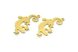 Brass Lizzard Charm, 12 Raw Brass Lizzard Shaped Charms With 1 Loop (30x17x0.60mm) A5714