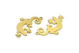 Brass Lizzard Charm, 12 Raw Brass Lizzard Shaped Charms With 1 Loop (30x17x0.60mm) A5714