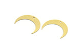 Brass Moon Charm, 12 Raw Brass Crescent Moon Charms With 1 Hole (23x5.5x0.60mm) A5725