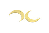 Brass Moon Charm, 12 Raw Brass Crescent Moon Charms With 1 Hole (23x5.5x0.60mm) A5725
