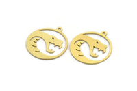 Brass Round Charm, 12 Raw Brass Snake Patterned Round Shaped Charms With 1 Loop (22x20x0.60mm) A5711