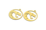 Brass Round Charm, 12 Raw Brass Snake Patterned Round Shaped Charms With 1 Loop (22x20x0.60mm) A5711