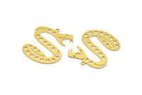 Brass Snake Charm, 4 Raw Brass Snake Charms With 1 Loop, Pendants, Findings (32x26x0.60mm) A5717