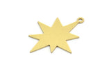 Brass Pole Star Charm, 12 Raw Brass, Brass Charms, Brass Pole Star Charms With 1 Loop (28x21.5x0.60mm) A5723
