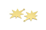 Brass Pole Star Charm, 12 Raw Brass, Brass Charms, Brass Pole Star Charms With 1 Loop (28x21.5x0.60mm) A5723