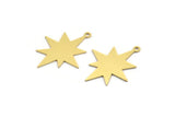 Brass Pole Star Charm, 12 Raw Brass, Brass Charms, Brass Pole Star Charms With 1 Loop (28x21.5x0.60mm) A5723