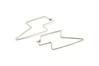 Silver Lightning Earring, 8 Antique Silver Plated Brass Lightning Wire Earrings, Earring Findings (60x26x0.80mm) D1265 H1001