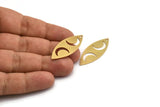 Brass Marquise Charm, 8 Raw Brass Crescent Moon Pattarned Marquise Shaped Charms With 1 Hole (39x15x0.80mm) A5707