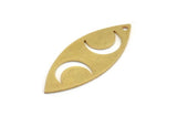 Brass Marquise Charm, 8 Raw Brass Crescent Moon Pattarned Marquise Shaped Charms With 1 Hole (39x15x0.80mm) A5707