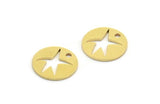 Brass Star Charm, 24 Raw Brass Star Charms With 1 Hole, Charm Pendants (13x0.80mm) A5708