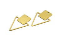 Brass Triangle Charm, 6 Raw Brass Triangle Shaped Square Pattern Charms With 1 Hole (39x25x0.80mm) A5655