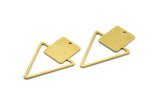 Brass Triangle Charm, 6 Raw Brass Triangle Shaped Square Pattern Charms With 1 Hole (39x25x0.80mm) A5655