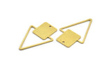 Brass Triangle Charm, 6 Raw Brass Triangle Shaped Square Pattern Charms With 1 Hole (39x25x0.80mm) A5655