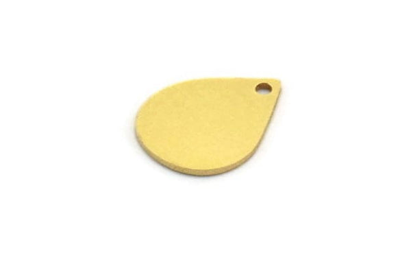 Brass Drop Charm, 12 Raw Brass Drop Charms With 1 Hole, Earrings, Findings (17x13x0.80mm) A5671