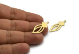Brass Marquise Charm, 12 Raw Brass Marquise Charms With 1 Loop, Earrings, Pendants (30x11x0.80mm) A5701