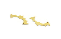 Pirinç Yarasa Tılsımı, 2 Delikli 12 Ham Pirinç Yarasa Tılsımı, Pirinç Bağlantı Parçaları, Küpe Parçaları (15x33x0,80 mm) A6087