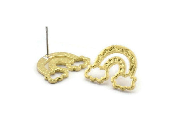 Earring Studs, 4 Raw Brass -  Raw Brass Earrings - Brass Earrings - Earrings (20x15x1.5mm) N1535