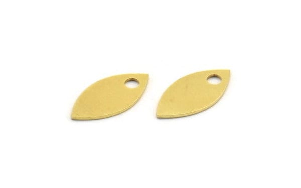 Brass Marquise Charm, 24 Raw Brass Oval Shaped Charms With 1 Hole (15x7x0.60mm) A6112