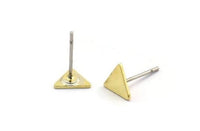 Brass Triangle Earring, 8 Raw Brass Triangle Stud Earrings (6x7x0.60mm) A6061