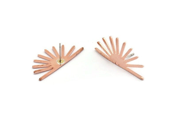 Copper Sun Earring, 4 Raw Copper Sun Stud Earrings, Earring Findings (16x30x0.80mm) M02308 A5911