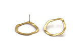 Gold Round Earring, 6 Gold Plated Brass Wavy Round Stud Earrings (26x25x0.60mm) D0715 A2205 Q0951