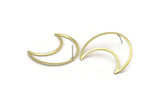 Brass Moon Earring, 2 Raw Brass Crescent Moon Stud Earrings (35x15x0.80mm) M03082 A5806