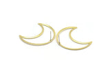 Brass Moon Earring, 2 Raw Brass Crescent Moon Stud Earrings (35x15x0.80mm) M03082 A5806