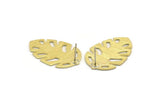 Brass Leaf Earring, 4 Textured Raw Brass Leaf Stud Earrings (30x20x0.80mm) M01759 A5768