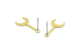 Brass Moon Earring, 12 Raw Brass Crescent Moon Stud Earrings (20x9x0.80mm) M02041