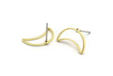 Brass Moon Earring, 12 Raw Brass Crescent Moon Stud Earrings (15x8.5mm) D0150 A5796