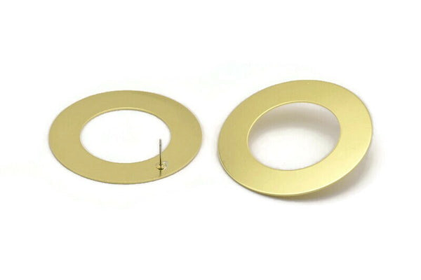 Brass Round Earring, 2 Raw Brass Round Stud Earrings (50x0.80mm) M02617 A5746