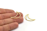Brass Moon Earring, 4 Textured Raw Brass Crescent Moon Stud Earrings (30x10x0.80mm) M03076 A5753