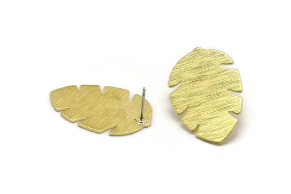 Pirinç Yaprak Küpe, 4 Dokulu Ham Pirinç Yaprak Küpe (30x20x0,80 mm) M01762 F010