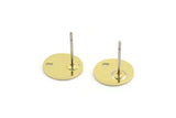 Brass Round Earring, 12 Raw Brass Round Stud Earrings With 1 Hole (10x0.80mm) M044 A5830