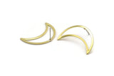 Brass Moon Earring, 4 Raw Brass Crescent Moon Stud Earrings (30x10x0.80mm) M03081 A5831