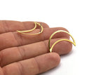 Brass Moon Earring, 4 Raw Brass Crescent Moon Stud Earrings (30x10x0.80mm) M03081 A5831