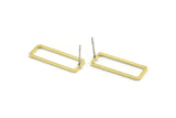 Brass Rectangle Earring, 8 Raw Brass Rectangle Stud Earrings (9x24x1mm) D0193 A5811