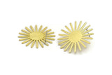 Brass Sun Earring, 4 Textured Raw Brass Sun Stud Earrings (30x0.80mm) M02594 A5812