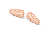 Copper Leaf Earring, 4 Raw Copper Leaf Stud Earrings (30x13x0.80mm) M01715 A5839