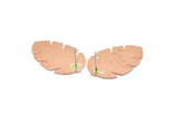 Copper Leaf Earring, 4 Raw Copper Leaf Stud Earrings (30x20x0.80mm) M01729 A5840