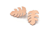 Copper Leaf Earring, 4 Raw Copper Leaf Stud Earrings (30x20x0.80mm) M01744 A5837