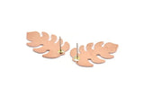 Copper Leaf Earring, 4 Raw Copper Leaf Stud Earrings (30x20x0.80mm) M01744 A5837