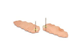 Copper Leaf Earring, 4 Raw Copper Leaf Stud Earrings (30x13x0.80mm) M01708 A5847