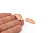 Copper Leaf Earring, 4 Raw Copper Leaf Stud Earrings (30x13x0.80mm) M01708 A5847