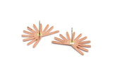 Copper Sun Earring, 4 Raw Copper Sun Stud Earrings (18x25x0.80mm) M02284