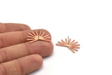 Copper Sun Earring, 4 Raw Copper Sun Stud Earrings (18x25x0.80mm) M02284