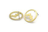 Brass Mountain Earring, 6 Textured Raw Brass Mountain Shaped Stud Earrings (18x0.80mm) M02819 A5757
