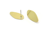 Earring Studs, 4 Raw Brass - Irregular Shaped Stud Earrings - Brass Earrings - Earrings (20x11x0.80mm) M03259 A5783