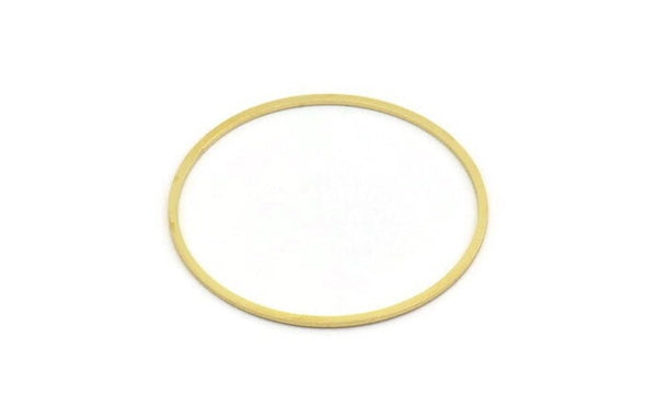 50mm Circle Connectors, 8 Raw Brass Circle Connectors (50x1.5x1mm) A6149