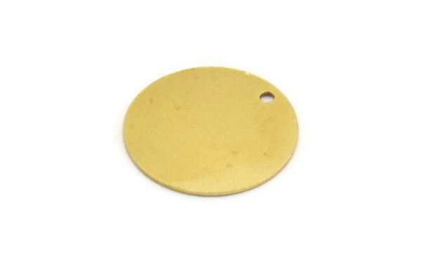Brass Stamping Tag, 10 Raw Brass Round Charms With 1 Hole (18x0.60mm) A6148